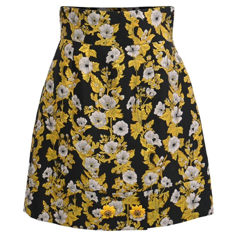 Dolce & Gabbana Floral-Jacquard Mini Skirt in Multicolor Polyester
